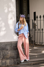 Load image into Gallery viewer, Gigi Wide Leg Terry Trackpant - Pink Clay Washed Navy side Stripe