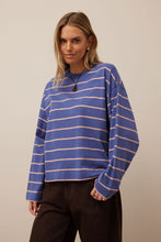 Load image into Gallery viewer, Beau Long Sleeve Slouchy Tee - Washed Navy/Pink Clay