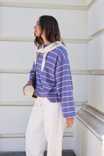 Load image into Gallery viewer, Beau Long Sleeve Slouchy Tee - Washed Navy/Pink Clay