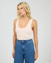 Load image into Gallery viewer, Washed Rib Lace Tank - Pale Pink