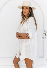 Load image into Gallery viewer, 3 Palms Shirt Dress - White