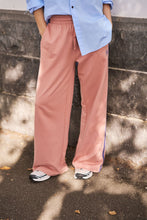 Load image into Gallery viewer, Gigi Wide Leg Terry Trackpant - Pink Clay  Washed Navy side Stripe
