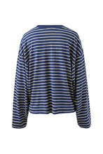 Load image into Gallery viewer, Beau Long Sleeve Slouchy Tee - heritage navy/marshmallow stripe
