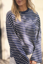 Load image into Gallery viewer, Beau Long Sleeve Slouchy Tee - heritage navy/marshmallow stripe
