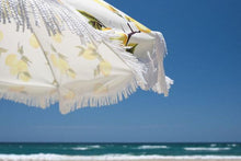 Load image into Gallery viewer, HOLIDAY BEACH UMBRELLA-VINTAGE LEMONS - Bohemian Sundays, Business and Pleasure Co., Buy Boho Bohemian Clothing Online Australia, Kivari, Arnhem, Rowie, Will and Bear, Wandering Folk, Skinned
